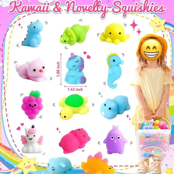 OCTERIC 150-Pack Mochi Squishy Toys – Kawaii Stress Relief Squishies for Kids - Picture 4 of 9